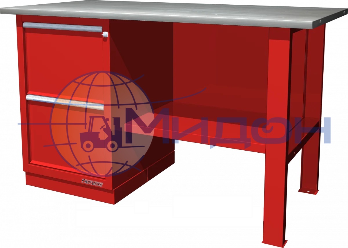 Верстак однотумбовый 01.102R Ferrum CLASSIC (тумба с 2 ящиками)