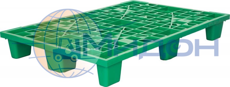 Паллет пластиковый перфорированный на ножках (1000кг/800кг) TR 1208 L 1200 х 800 х 160 цвет - зелёный