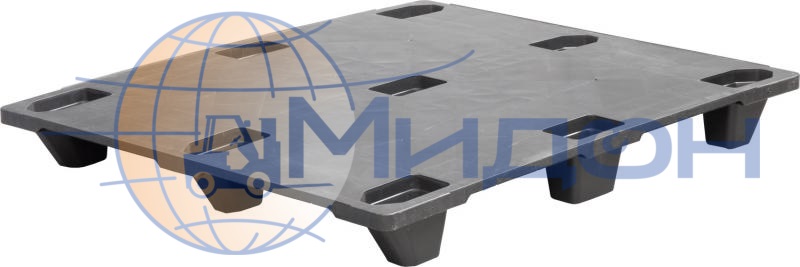 Паллет пластиковый сплошной на ножках (1500кг/400кг) DP 1210 S (Q4) 1200 х 1000 х 130 цвет - чёрный