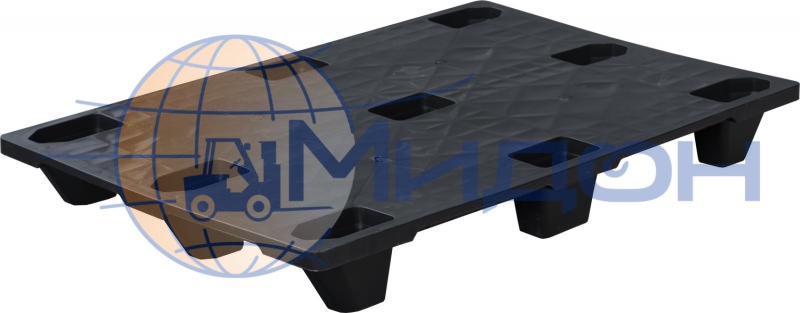 Паллет пластиковый сплошной на ножках (1000кг/700кг) DP 1208 S (Q4) 1200 х 800 х 130 цвет - чёрный