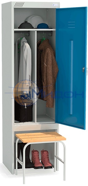 Шкаф для одежды (гардеробных и раздевалок) ШРК21-530 ВСК с нишей для выдвижной скамьи