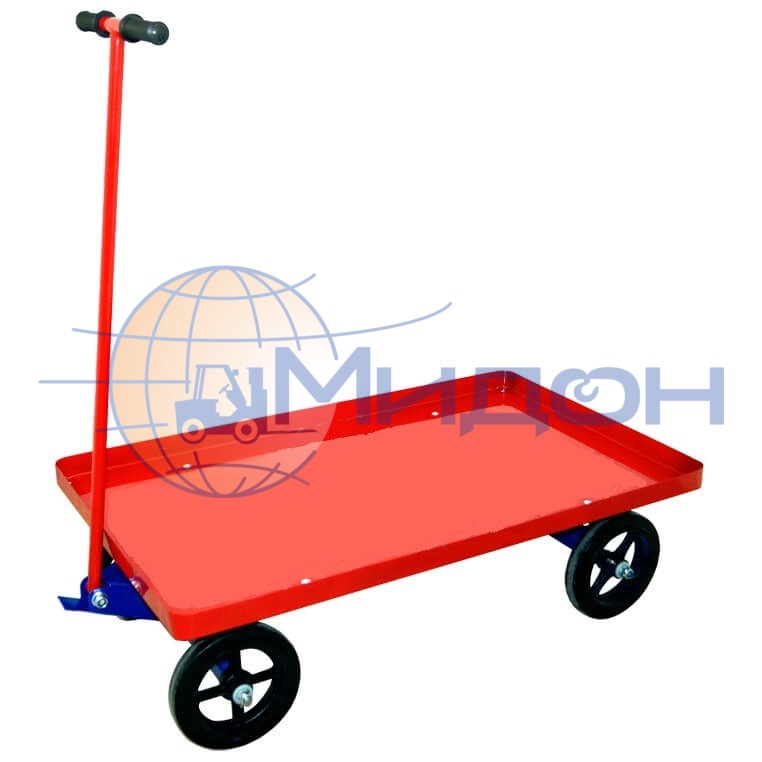 Тележка платформенная усиленная, с поворотной осью ТПО 7 ( 800х1400 ) (колёса ф250: надувные, Китай)