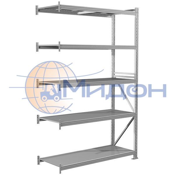 Стеллаж полочный MS Pro 250/150x60/5 (2500х1500х600) 3000 кг(стеллаж), 500 кг(полка) 5 полок (дополнительная секция)