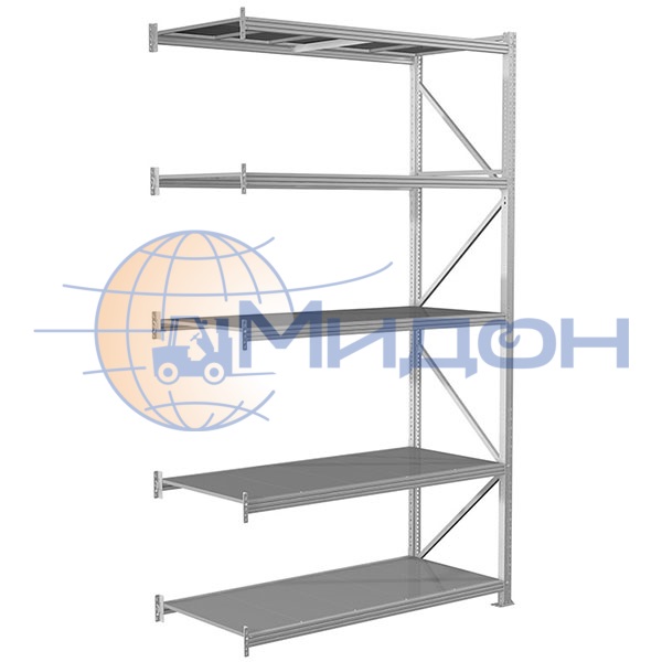 Стеллаж полочный MS Pro 300/150x80/5 (3000х1500х800) 3000 кг(стеллаж), 500 кг(полка) 5 полок (дополнительная секция)