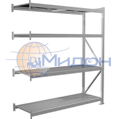 Стеллаж полочный MS Pro 250/180x60/4 (2500х1800х600) 3000 кг(стеллаж), 450 кг(полка) 4 полки (дополнительная секция)