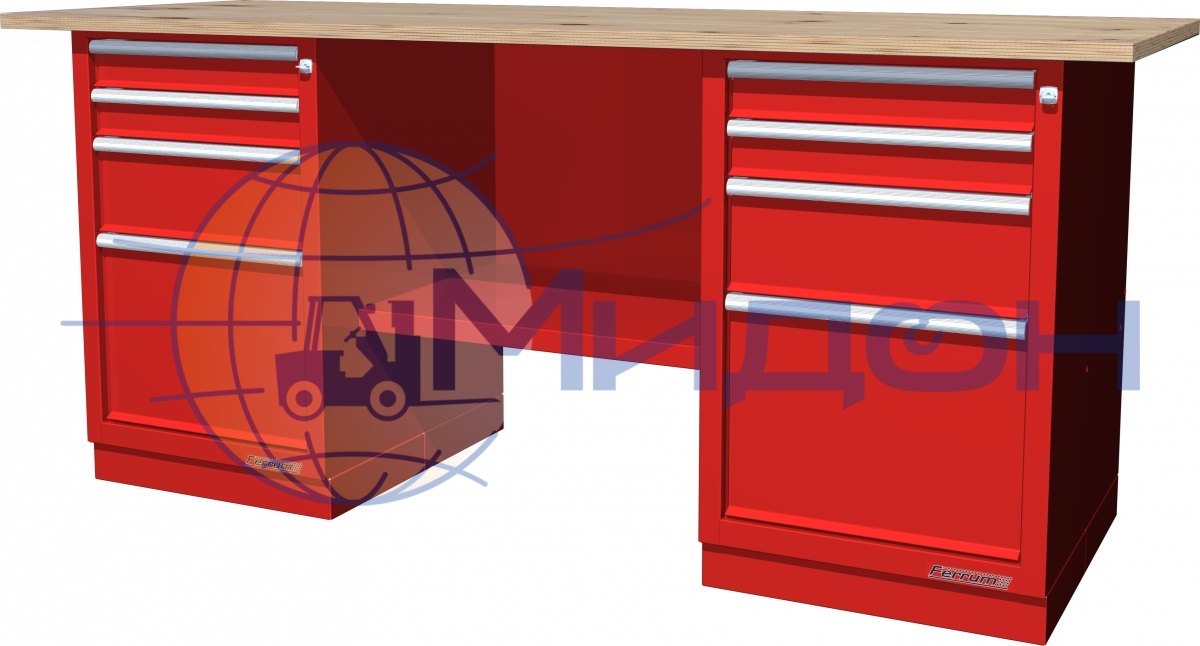 Верстак двухтумбовый 01.244R Ferrum CLASSIC (две тумбы с 4 ящиками)