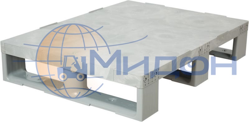 Паллет пластиковый сплошной на 3х полозьях (1000кг/500кг) TR 680 800 х 600 х 150 цвет - серый