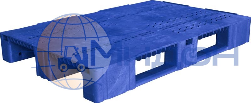 Паллет пластиковый перфорированный на 3х полозьях (6000кг/1800кг/500кг) TR 1208-2 1200 х 800 х 150 цвет - синий