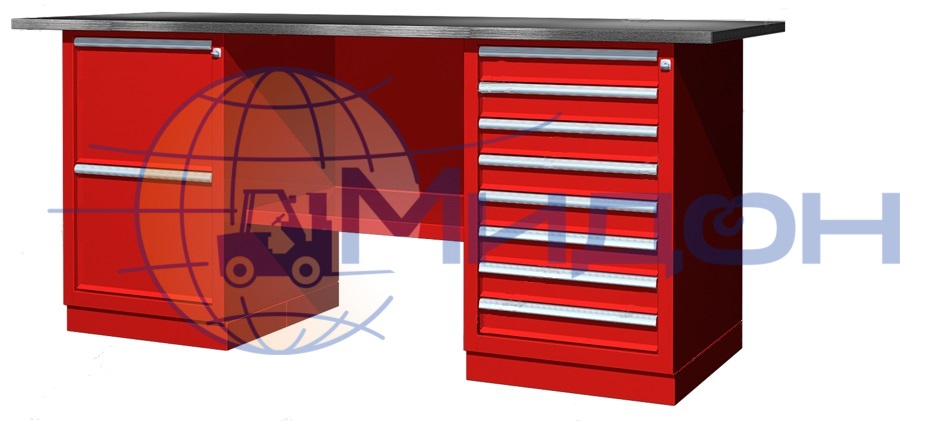 Верстак двухтумбовый 01.228R Ferrum CLASSIC (тумба с 2 ящиками, тумба с 8 ящиками)