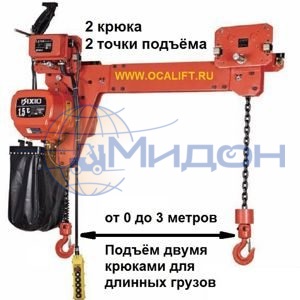 Таль электрическая цепная передвижная OCALIFT 5т 6м с двумя крюками