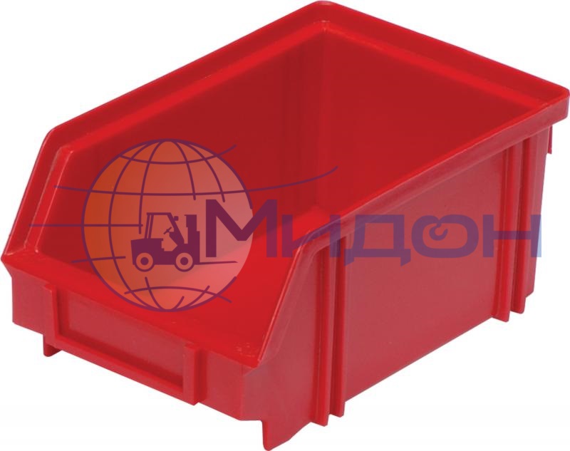 Лоток пластиковый 7968 для склада красный, сплошной 170 х 105 х 75