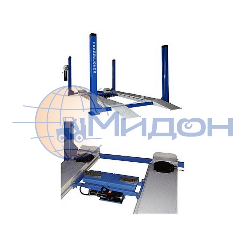 Подъемник  4-х стоечный электрогидравлический TST440CWA, с комплектом для развал схождения, г\п 4 т Trommelberg (Германия)