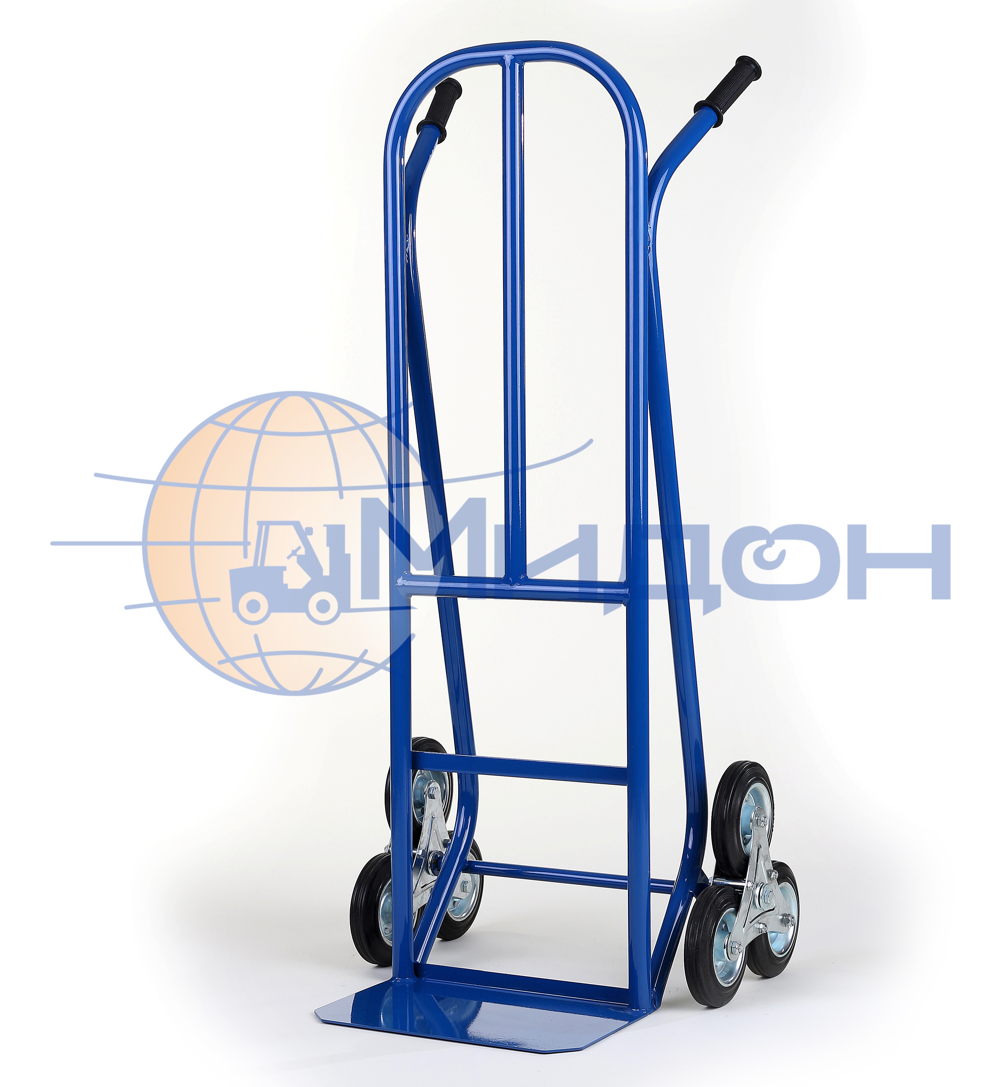 Тележка двухколесная  ДЛЕ-250 (250кг) лестничная, с двумя блоками из трёх литых колёс ф160мм