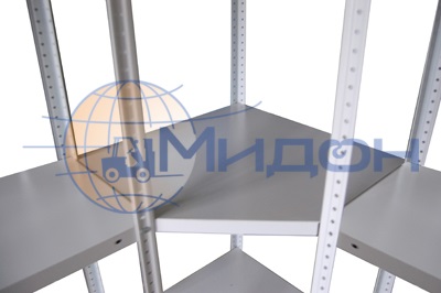 Полка угловая стеллажа полочного СТФ 400 (400мм-полка, 600мм-внешняя сторона), 18 комплектов крепежа, 6 уголков жёсткости