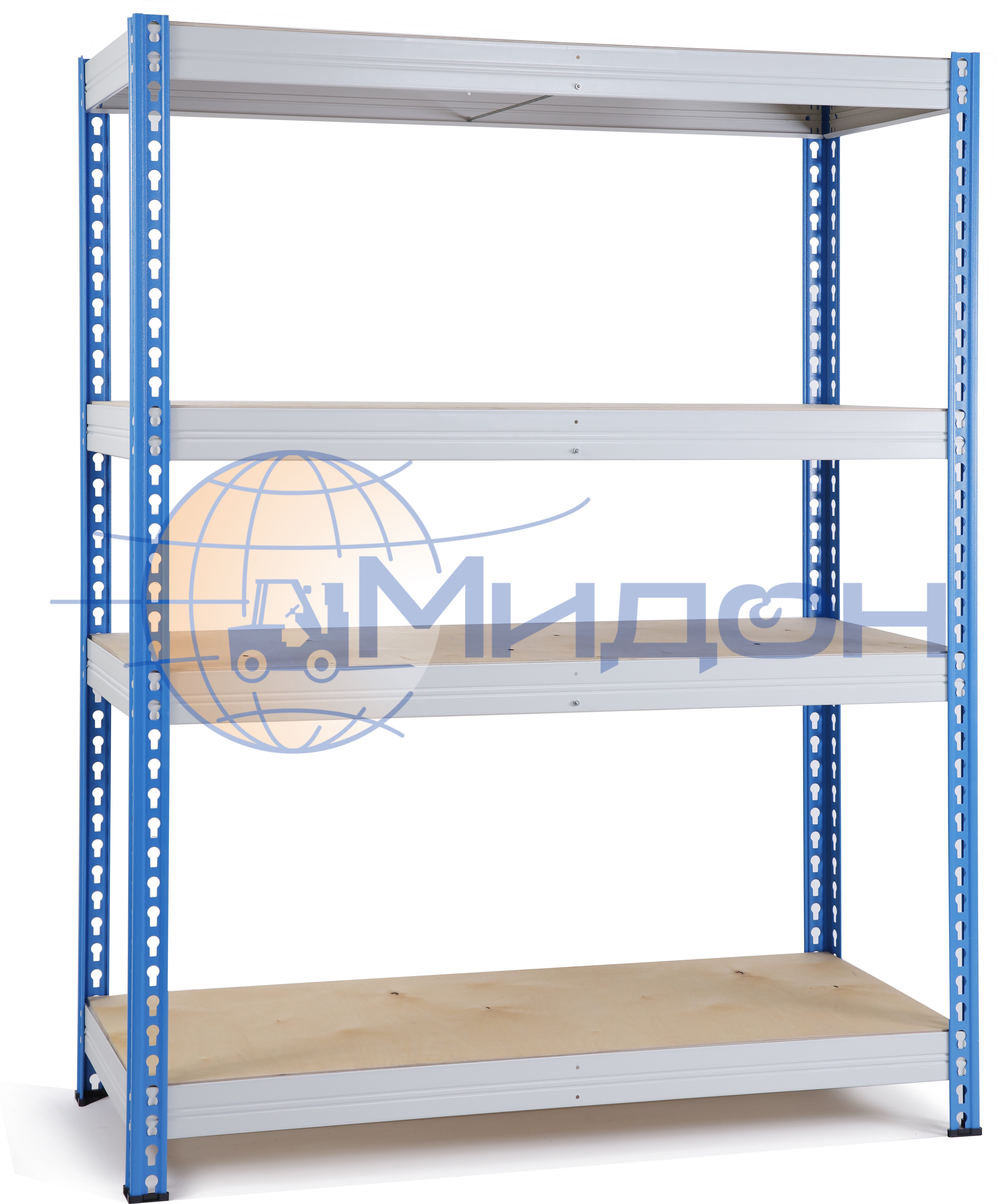 Стеллаж полочный МКФ 3-2,5 с фанерным настилом (2500х1815х745) 1500 кг(стеллаж), 350 кг(полка), 4 полки