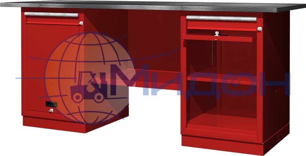 Верстак двухтумбовый 01.211R Ferrum CLASSIC (две тумбы с дверцей и ящиком)