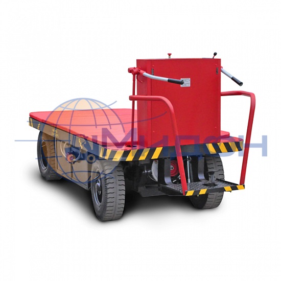 Электротележка платформенная ЭК-202Б-05, г/п 2,0т с кислотной АКБ 36V/250Ah, шины пневмо, управление стоя (рычаги)