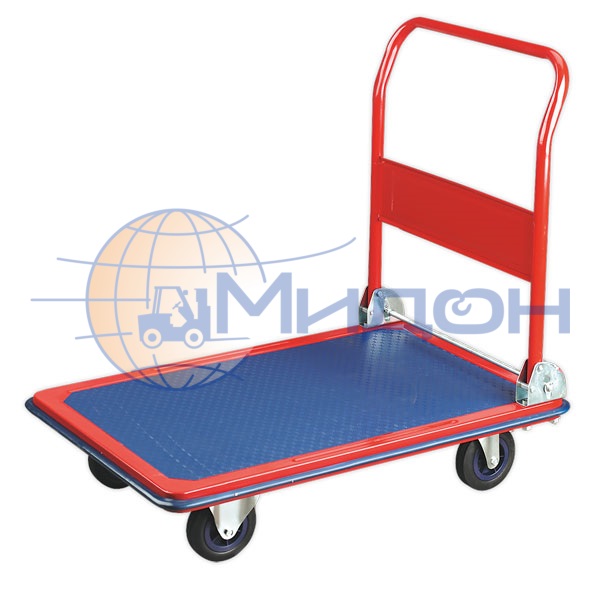 Тележка платформенная со складной ручкой и противоскользящим покрытием ПТ300 610х910 (колёса ф135: пластик, Китай)