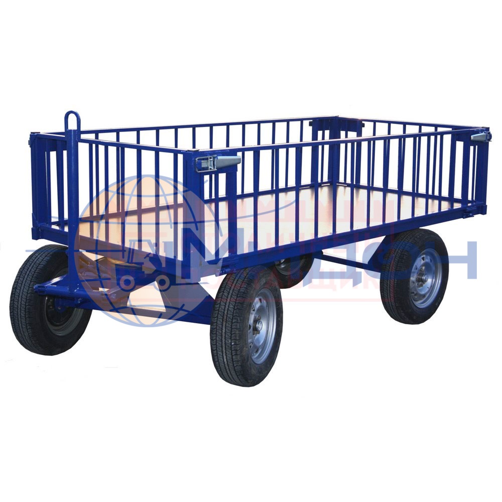 Тележка платформенная большегрузная (5т) с настилом и бортами БТ 5 КБ 2 ( 1250х5000 ) (колёса ф574: надувные)