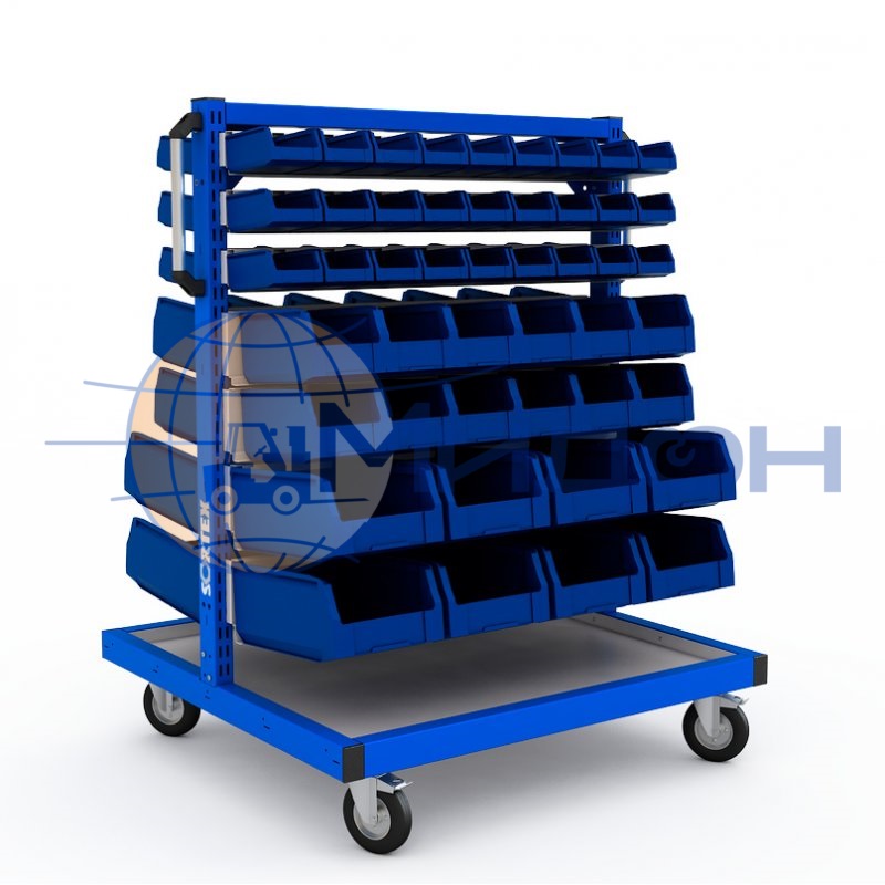 Система хранения SORTEX 1075-M №1-2 1285х995х955 мобильная, включая контейнеры 12.401 (75*100*165)-54шт, 12.402 (130*150*250)-24шт, 12.403 (150*225*350)-16шт.