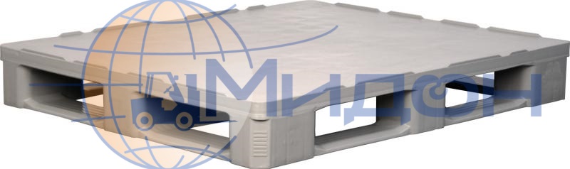 Паллет пластиковый сплошной на 5 полозьях (7500кг/1500кг/1250кг), гигиенический IR 1210-5R-G 1200 х 1000 х 160 цвет - серый