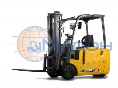 Погрузчик вилочный Электрический 3-х опорный Goodsense FB16S-C2 (1,6т 4,8м) контроллер Curtis, двиг. асинхронный перем. тока, мачта TFV 4.8, вилы 920 мм, АКБ 48В 490А/ч (верхняя и боковая выгрузка), ЗУ, SS - сайд-шифт, шины СЭ немаркие