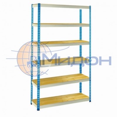 Стеллаж полочный МКФ 4-2,5 с фанерным настилом (2500х1815х590) 1500 кг(стеллаж), 350 кг(полка), 6 полок