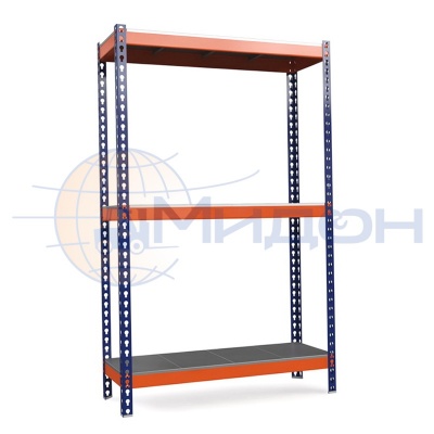 Стеллаж полочный Профи-Т с металлическим оцинкованным настилом Т-150/1 (2000х1240х770) M/3/У 2500 кг(стеллаж) 450 кг(полка) 3 полки