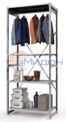 Стеллаж полочный Универсал ТСУ 1/4 для одежды (2500х1060х600) 1800 кг(стеллаж) 150 кг(полка) 1 штанга, 4 полки обычные