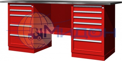 Верстак двухтумбовый 01.256R Ferrum CLASSIC (тумба с 5 ящиками, тумба с 6 ящиками)