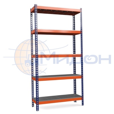 Стеллаж полочный Профи-Т с металлическим оцинкованным перфорированным настилом Т-160/1 (2500х1240х1005) P/5 2500 кг(стеллаж) 350 кг(полка) 5 полок