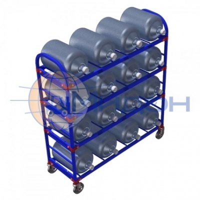 Стеллаж-тележка для 19литровых бутылей ТСВД - 16 (1314х445х1360) 16 канистр (без колёс)