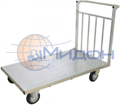 Тележка платформенная усиленная с гальваническим покрытием ТПУ Ц 10 ( 800х1800х700 ) (колёса ф200: стандартные, Китай)