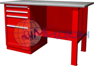 Верстак однотумбовый 01.104R Ferrum CLASSIC (тумба с 4 ящиками)