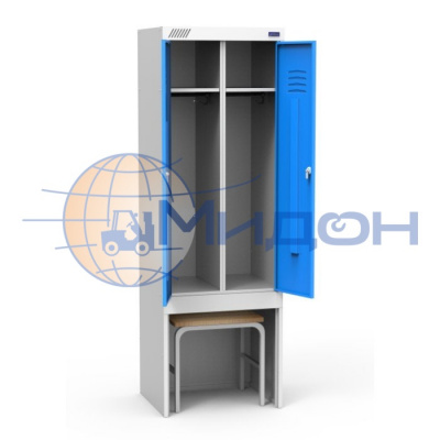 Шкаф для одежды (гардеробных и раздевалок) ШРК 22-530 ВСК с нишей для выдвижной скамьи