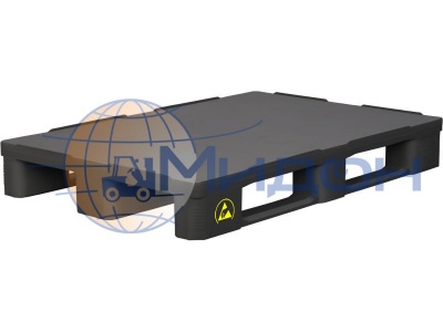 Паллет пластиковый сплошной на 3х полозьях (6000кг/1800кг/500кг), антистатический IR 1208-1 ESD 1200 х 800 х 150 цвет - чёрный