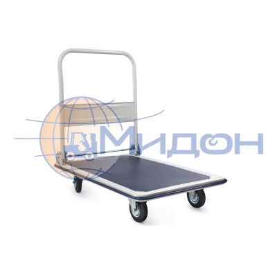 Тележка платформенная со складной ручкой и противоскользящим покрытием PH 150 435х730 (колёса ф100: чёрная резина, Китай)