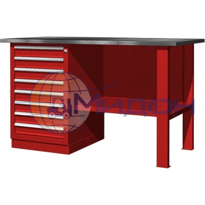 Верстак однотумбовый 01.108R Ferrum CLASSIC (тумба с 8 ящиками)