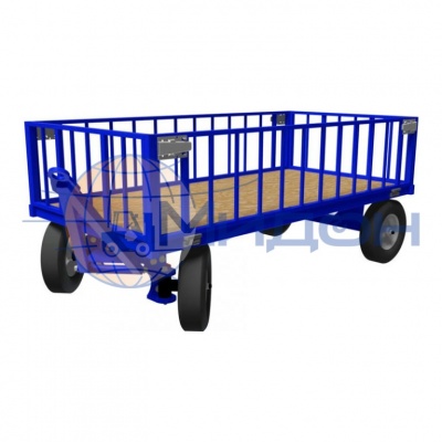 Тележка платформенная большегрузная (3т) с настилом и бортами каркасными БТ 3 КБ ( 1250х3000 ) (колёса ф455: литая резина)