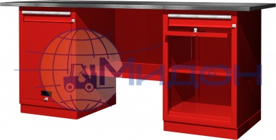 Верстак двухтумбовый 01.201R Ferrum CLASSIC (тумба с дверцей, тумба с дверцей и ящиком)