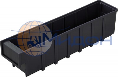 Ящик пластиковый для склада 6006 ESD черный антистатичный, сплошной 400 х 92 х 100