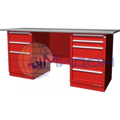 Верстак двухтумбовый 01.235R Ferrum CLASSIC (тумба с 3 ящиками, тумба с 5 ящиками)