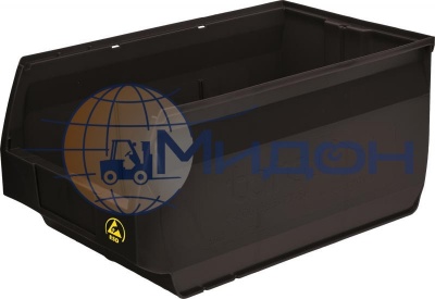 Лоток пластиковый для склада ITALIA Venezia 5006 ESD, черный антистатичный, сплошной 500 х 310 х 250