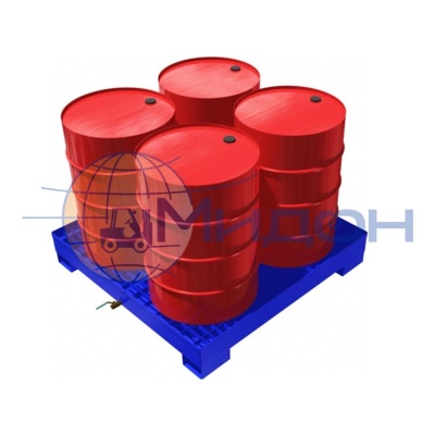 Поддон (паллет) металлический с решеткой, для бочек ПДБ 4 ( 1356х1356х235 ) (900кг)