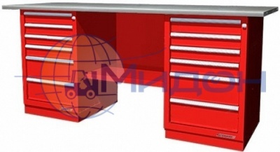 Верстак двухтумбовый 01.266R Ferrum CLASSIC (две тумбы с 6 ящиками)