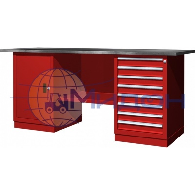 Верстак двухтумбовый 01.208R Ferrum CLASSIC (тумба с дверцей, тумба с 8 ящиками)
