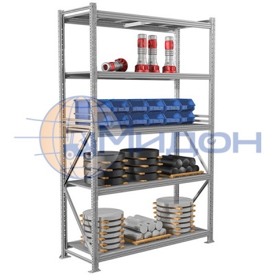 Стеллаж полочный MS Pro 300/150x60/5 (3000х1500х600) 3000 кг(стеллаж), 500 кг(полка) 5 полок