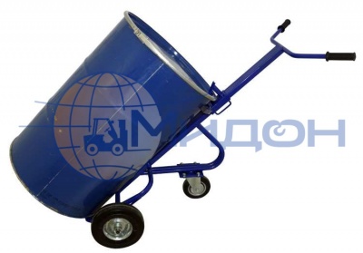 Тележка двухколёсная КБ 1 (220кг) для металлических бочек (колёса: ф160литые и ф250 надувные, Китай)
