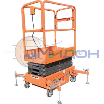 Подъемник ножничный передвижной с электроподъёмом 300-3.9М (PX T3-3900М) 300кг 3,9м DC (от АКБ, ЗУ-220В)