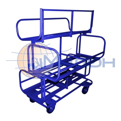 Тележка для лотков (RAL 5002) ТКЗ 200 ( 790х1210х1300 ) (колёса ф200: стандартные, Китай)